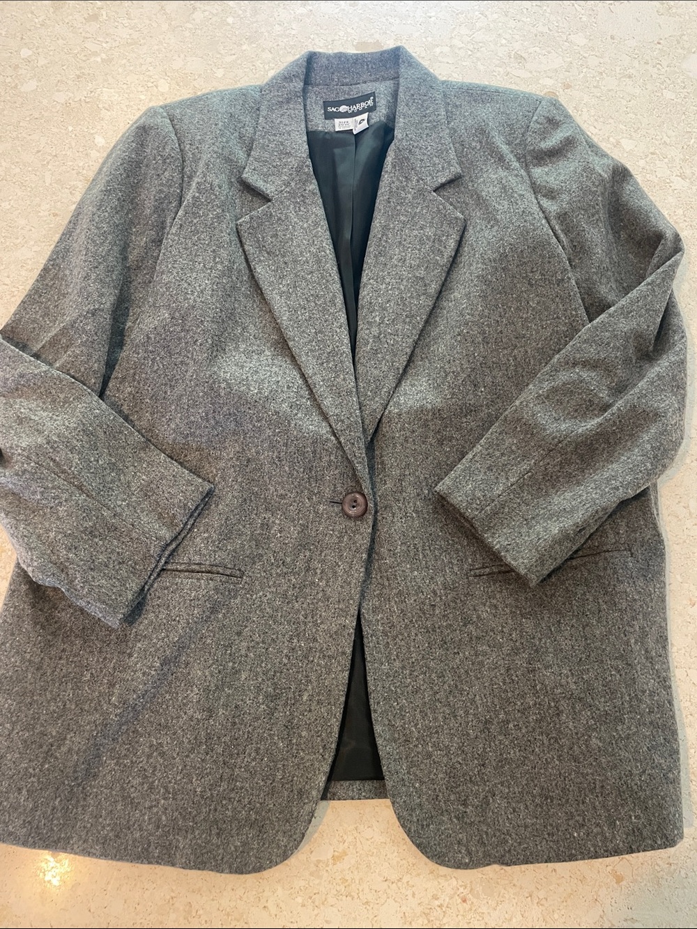 Sag Harbor Gray Single-Button Wool-Blend Blazer